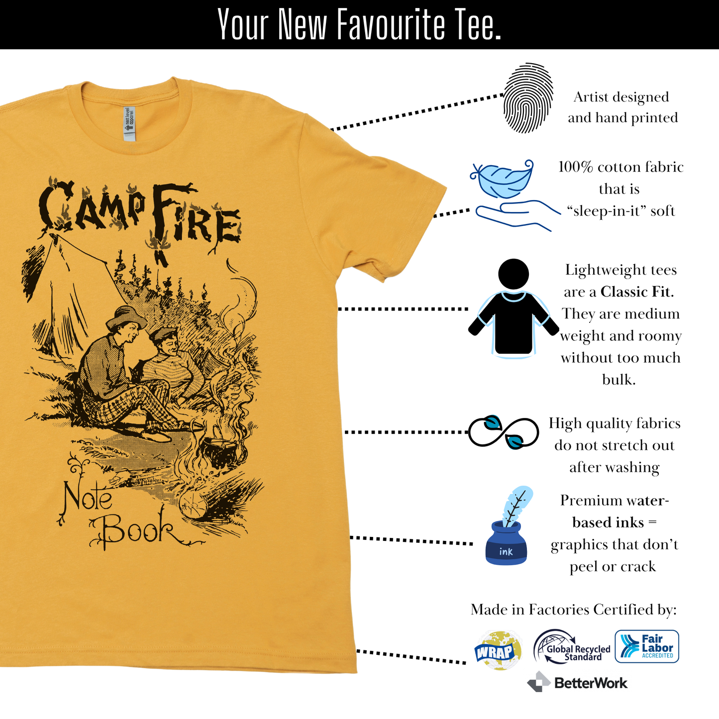 Campfire Notebook - Lightweight CVC Signature Tee