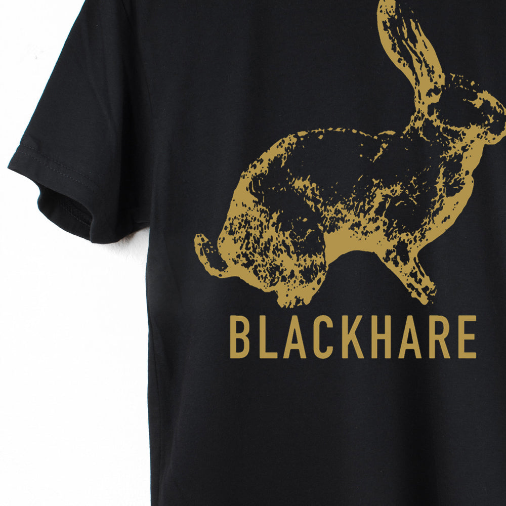 Blackhare Gold Hare Logo, Hand Printed Adult Graphic T-Shirt