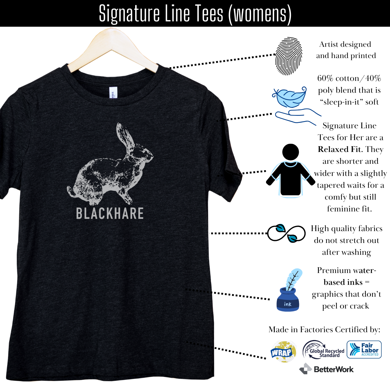 Blackhare Logo- Lightweight Women's Signature Tee