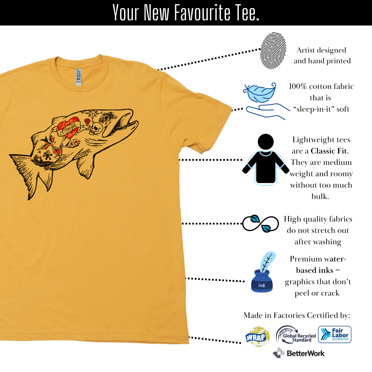 Tattoo Trout - Lightweight CVC Signature Tee