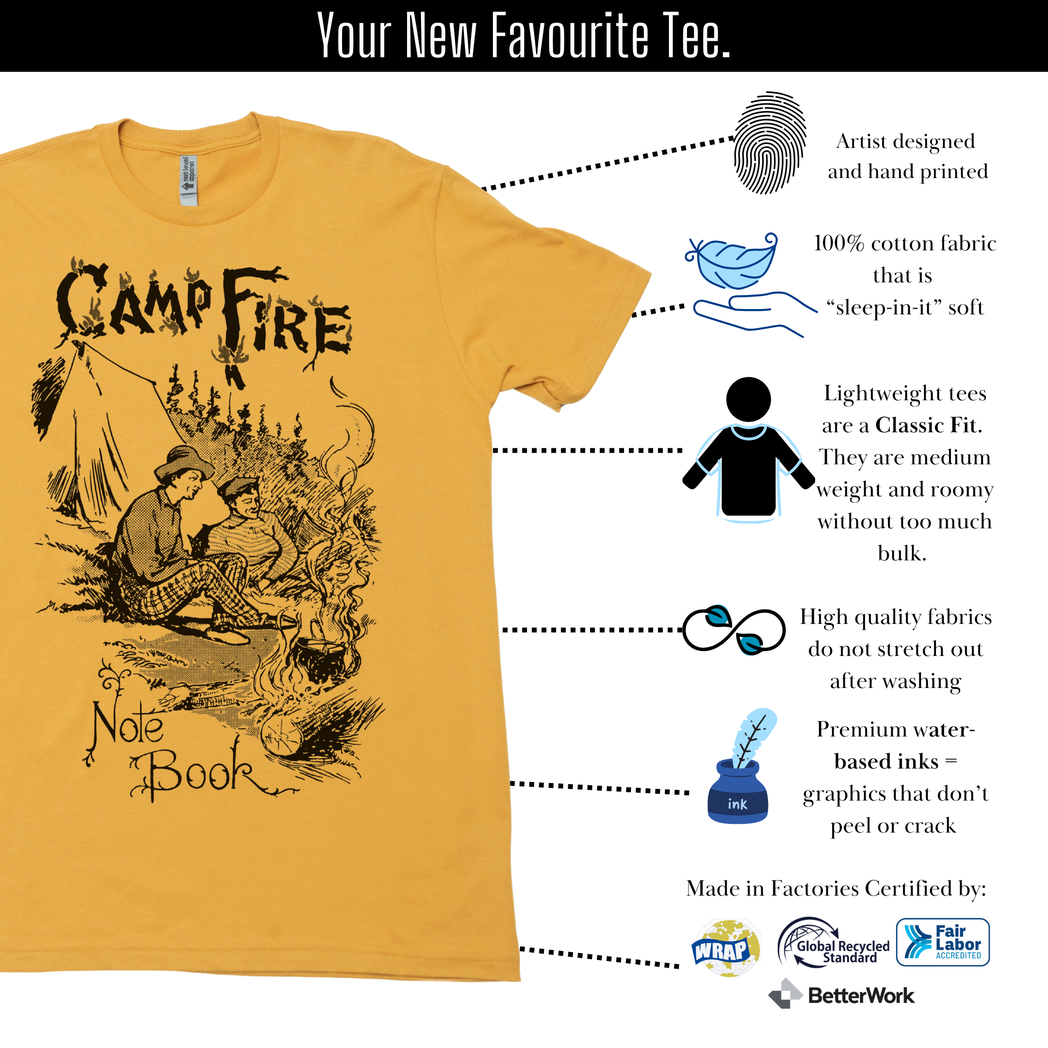 Campfire Notebook - Lightweight CVC Signature Tee