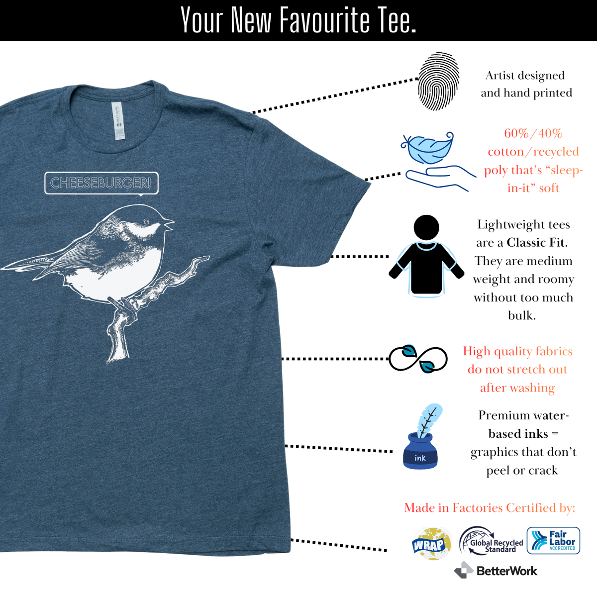 Cheeseburger Bird - Lightweight Signature Tee