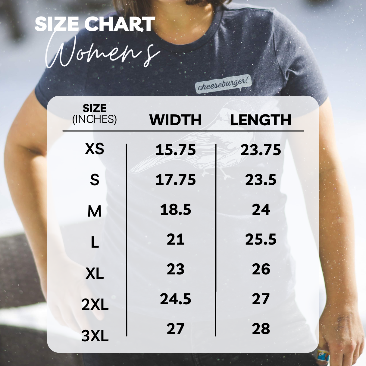 Size Chart - Women's Fit – Blackhare Print Studio Inc.