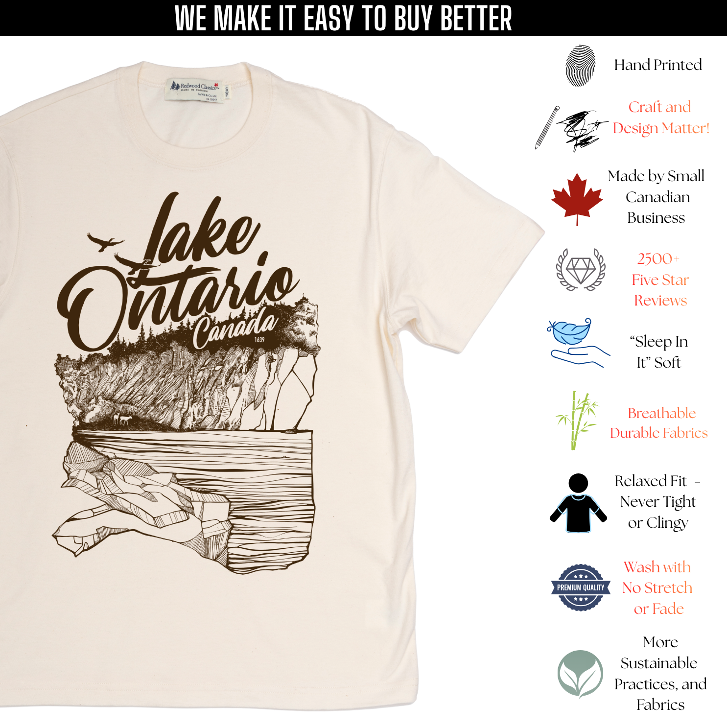 "Lake Ontario" Made in Canada Midweight Tee 🍁
