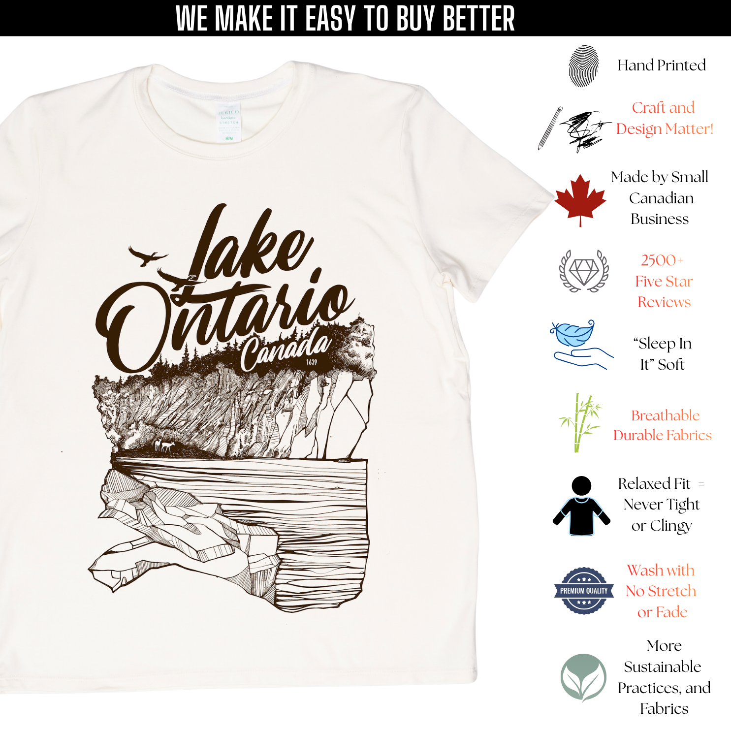 "Lake Ontario" Made in Canada Women's Midweight Tee 🍁