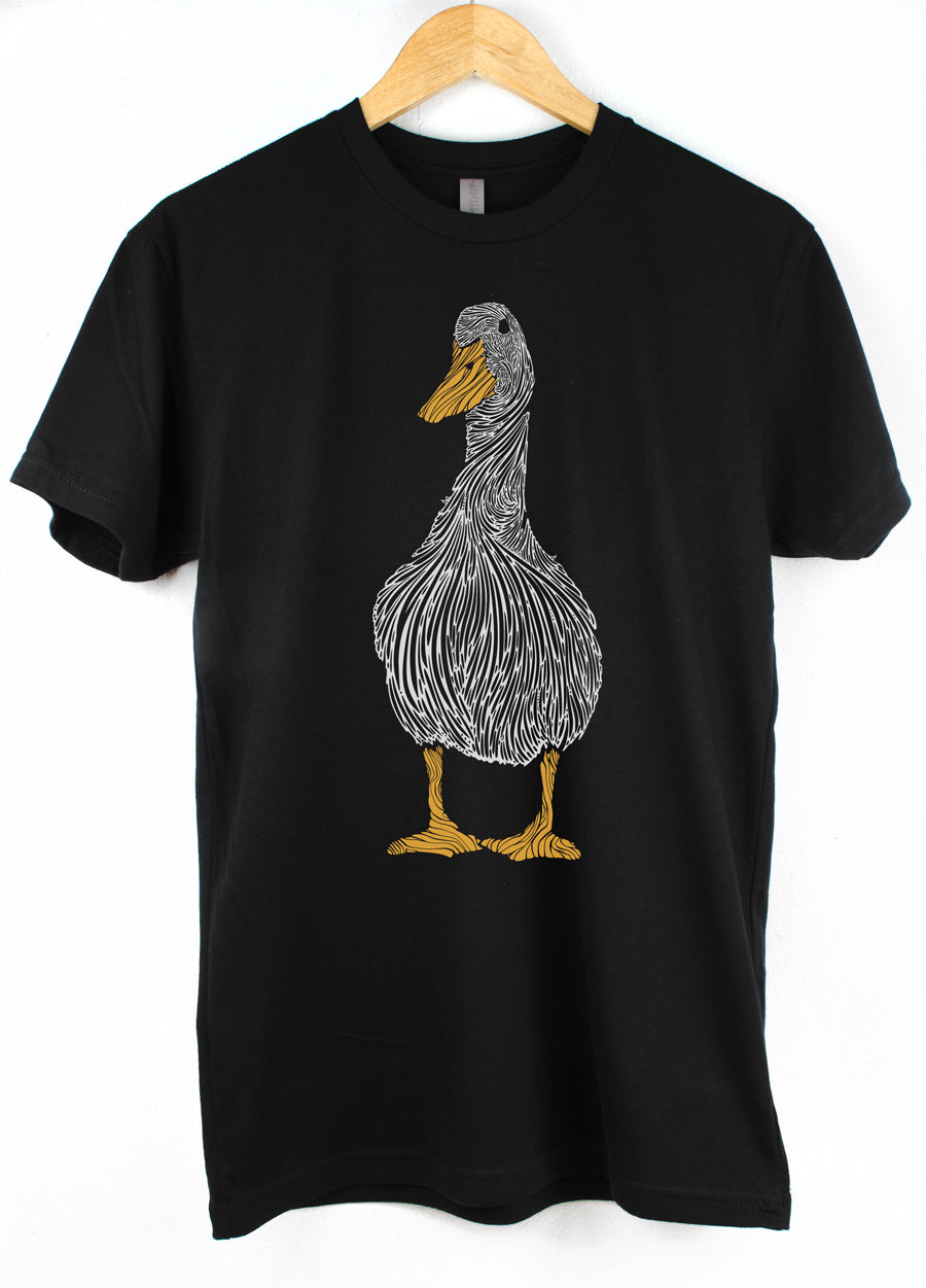 Duck Graphic T Shirt Hand Printed by Blackhare Print Studio Artist Designed Printed in Canada Blackhare Print Studio Inc