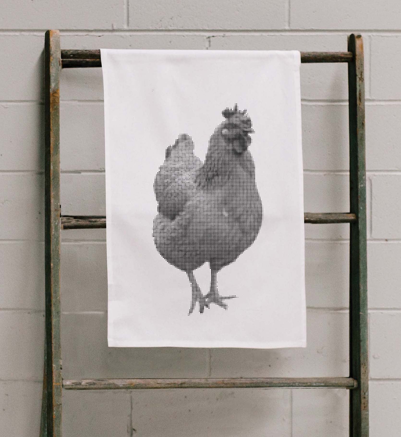 Half-Tone Hen Tea Towel