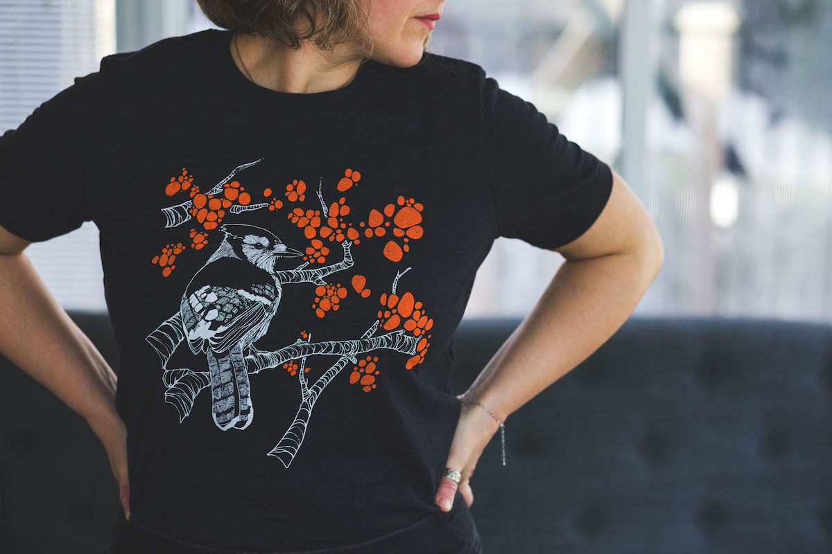 Blue Jay Women s Graphic Tee Blackhare Print Studio Inc